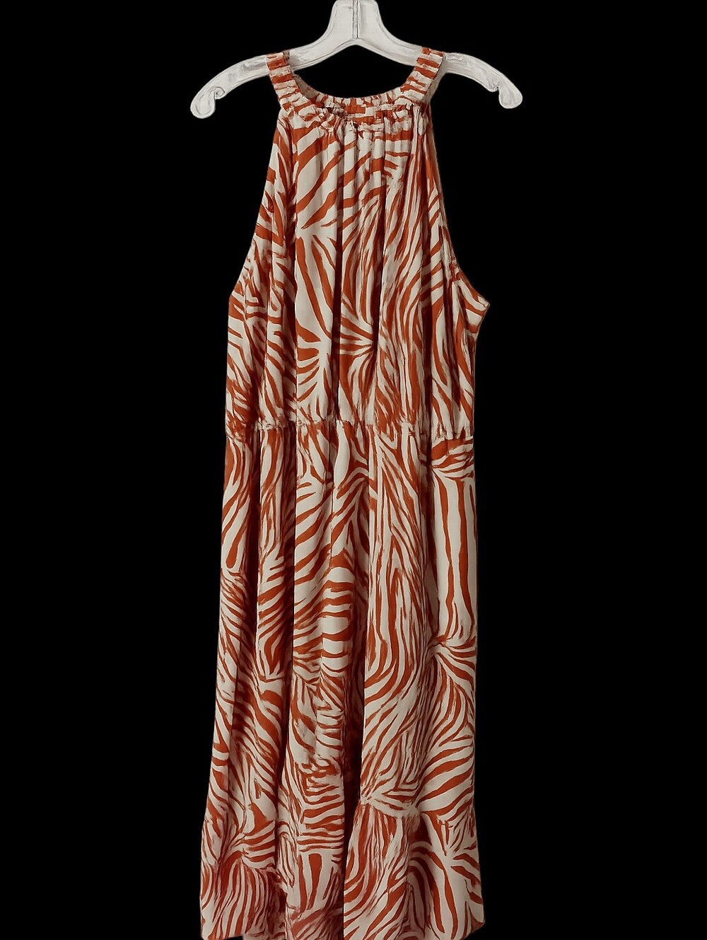 Sleeveless Maxi Dress in Rust Zebra Print